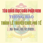 TGM Giáo phận Vinh: Thông báo về Thánh lễ Truyền chức Phó tế 03/12/2020