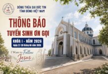 Dòng Thừa sai Đức tin – Tỉnh Dòng Việt Nam: Thông báo tuyển sinh năm 2026