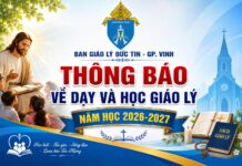 Ban Giáo lý Đức tin GP. Vinh: Thông báo dạy và học giáo lý năm học 2026-2027
