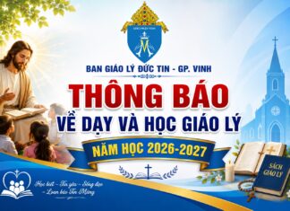Ban Giáo lý Đức tin GP. Vinh: Thông báo dạy và học giáo lý năm học 2026-2027