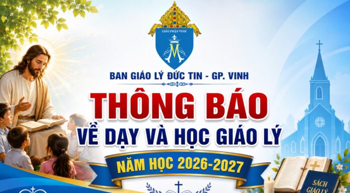 Ban Giáo lý Đức tin GP. Vinh: Thông báo dạy và học giáo lý năm học 2026-2027